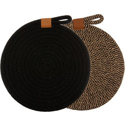 Ladelle Σουπλά 22cm Μαύρα Στρογγυλά Nash από Βαμβάκι/Γιούτα -Σετ 2 Τεμαχίων