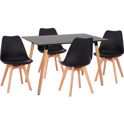 ΣΕΤ ΤΡΑΠΕΖΑΡΙΑΣ 5ΤΜΧ FB921185 MDF TOP ΣΕ ΜΑΥΡΟ-ΠΟΔΙΑ ΟΞΙΑΣ