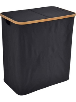 Καλάθι Απλύτων 2 Θέσεων 842209 54x33x59cm Black Ankor Bamboo,Ύφασμα