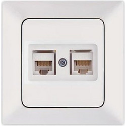 ΠΡΙΖΑ DATA CAT 6 RJ 45 ΔΙΠΛΗ ΛΕΥΚΗ EUROLAMP ΝΕAD - 152-16016