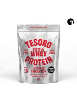 Tesoro 100% Whey Cookies & Cream Low In Stevia Πρωτεΐνη Ορού Γάλακτος 1kg