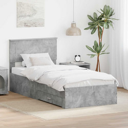 vidaXL Κρεβάτι Γκρι Σκυρόδεμα και Ασημί 75x190cm 3408329