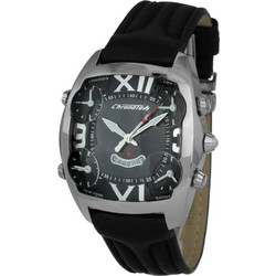 Chronotech Ανδρικό Ρολόι με Μαύρο Δερμάτινο Λουράκι CT7677M-02