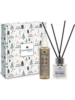 Messinian Spa Promo Christmas Box Spread The Scent Χριστουγεννιάτικο Αρωματικό Χώρου Βανίλια 50ml & Ενυδατικό Εορταστικό Σπρέι Μαλλιών & Σώματος Με Άρωμα Βανίλια 100ml