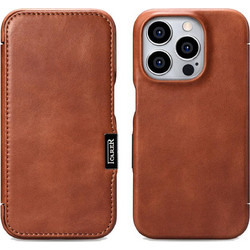 iCarer Vintage Leather Wallet MagSafe Θήκη Book Retro Brown (iPhone 15 Pro)