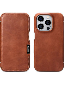 iCarer Vintage Leather Wallet MagSafe Θήκη Book Retro Brown (iPhone 15 Pro)