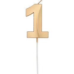 Κεράκι Γενεθλίων Candle Glamour Number 1 Gold Metallic