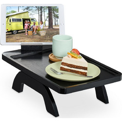 Δίσκος Σερβιρίσματος Relaxdays Sofa Armrest Tray για Μπράτσο Καναπέ από Μπαμπού με Βάση για Κινητό / Tablet - Black (10049529)
