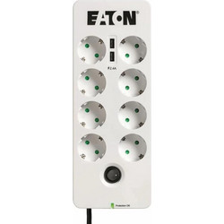 Eaton Πολύπριζο Aσφαλείας 8 Θέσεων με 2 USB-A, Διακόπτη και Καλώδιο 1.5m PB8TUD