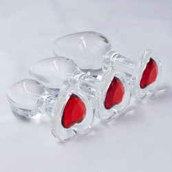 Chisa Novelties Red Heart Gem Glass Σετ Πρωκτική Σφήνα Diamond Plug Κόκκινη