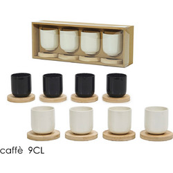 Φλυτζανάκια Καφέ / Espresso 9ml με Πιάτο απο Bamboo σε 2 Χρώματα