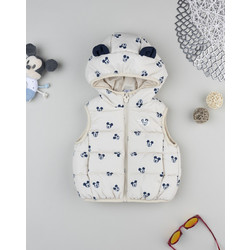 βρεφικό μπουφάν αμάνικο puffer μπεζ mickey για αγόρι