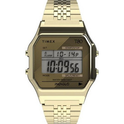 Timex T80 Ψηφιακό Ανδρικό Ρολόι Χρονογράφος με Χρυσό Μεταλλικό Μπρασελέ TW2R79200