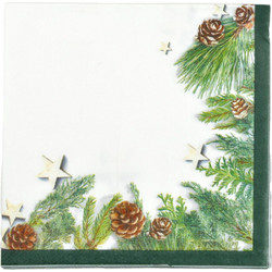 Χαρτοπετσέτες 3φυλλες PINE CONES 33x33 set20pcs - Plastona