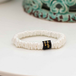 Μεταξωτό Slim Scrunchie Mulberry Silk 6A 22MM Pearl White