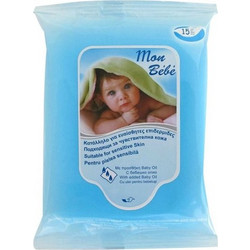 Μωρομάντηλα ΜΟΝ ΒΕΒΕ με Baby Oil 15 τμχ