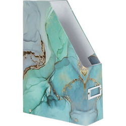 Θήκη Περιοδικών &amp Χαρτιών Χάρτινη Marble Χρυσό Foil με Μεταλλική Θήκη Ετικέτας 23x8x33cm