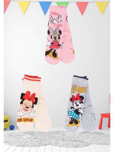 DISNEY Κάλτσα Παιδική Minnie Mouse με Αντιολισθητικές Πατούσες