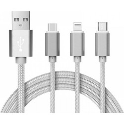 Καλώδιο γρήγορης φόρτισης USB-C σε USB-A & Micro USB Eprestige 2047 3 σε 1 μήκος 2m Ασπρο