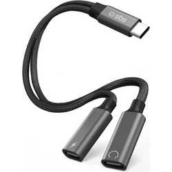 SBS ADAPTER TYPE C SPLITER TO 2 TYPE C AUDIO AND CHARGING black