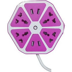 Πολύπριζο σε σχήμα φρούτου USB hexagon Socket Jiageng JG23192 - μωβ
