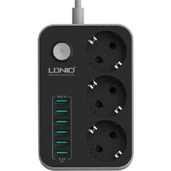 Πολύπριζο Ασφαλείας LDNIO SE3631C με 3 Πρίζες, 3 USB & 3 USB-C, Διακόπτη και Καλώδιο 2m