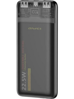 Awei P24K Power Bank 10000mAh 22.5W με 2 Θύρες USB-A & Θύρα USB-C Black