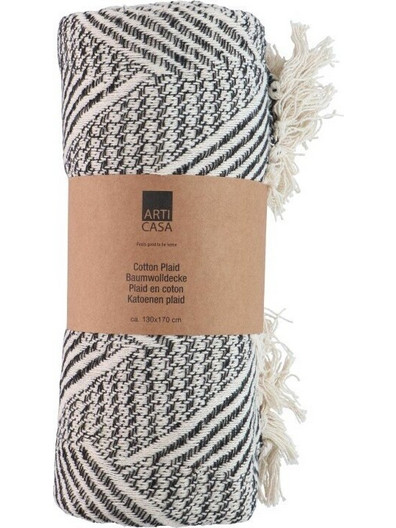 Articasa Arti Casa - Cotton Herringbone Blanket 130x170 Cm (Black / White) - (871125230195)