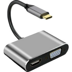 Μετατροπέας HDMI / VGA female σε USB-C male Γκρι Arrango AC49288