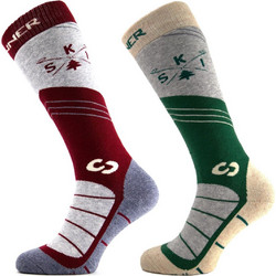 Κάλτσες ανδρικές Mountain Ski Socks 2Pack Sinner Μπορντό-Πράσινο