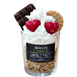 Keradiko Αρωματικό Κερί Σόγιας Biscuit Caramel Καρδούλες Σε Ποτήρι Big φ8,5 x 8,9 cm 004161