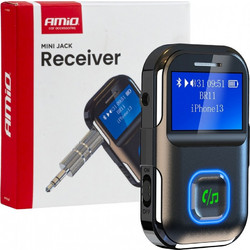 Amio Amio - Bluetooth Δέκτης (Receiver) BTR-03 για Ασύρματη Μετάδοση Ήχου με υποδοχή Mini Jack 3.5mm και Οθόνη LCD - 1 τεμ. (04659/AM)