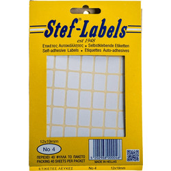 Stef Ετικέτες Αυτοκόλλητες 12x19mm 56/Φύλλο Λευκές 40 Φύλλα