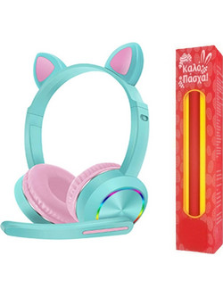 AKZ-K23 Ασύρματο Gaming Headset On Ear Blue Pink