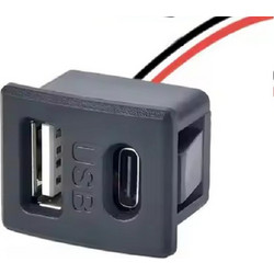 Double Layer USB Socket with Wire, 7cm (USB + Type-C)