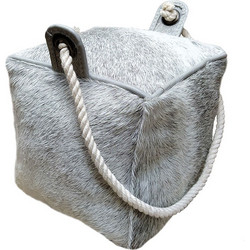 LIBERTA PUERTA ΔΙΑΚΟΣΜΗΤΙΚΟ DOOR STOPPER 15x15x15cm ΔΕΡΜΑ ΓΚΡΙ ΒΑΜΒΑΚΙ