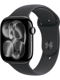 Apple Watch Series 11 Aluminium 42mm Αδιάβροχο με Παλμογράφο (Jet Black Aluminium Case with Black Sport Band - S/M)