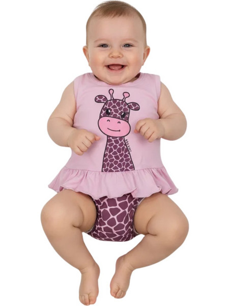 Dreams βρεφικό σετ μπλούζα με βρακάκι Purple Sunny Giraffe