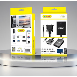 Μετατροπέας VGA σε HDMI με Ήχο 3.5mm Full HD 1080p και Audio Converter Andowl Q-HD09 Μαύρο