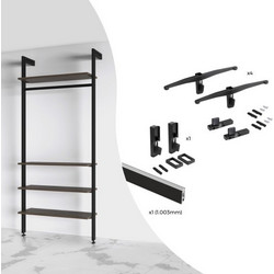 KIT ΑΡΘΡΩΤΩΝ ΠΛΑΙΣΙΩΝ ΡΑΦΙΕΡΑΣ ΓΙΑ 4 ΡΑΦΙΑ & 1 ΣΩΛΗΝΑ (ΧΩΡΙΣ ΤΑ ΞΥΛΙΝΑ ΣΤΟΙΧΕΙΑ) EMUCA ZERO 7022354 ΜΑΥΡΟ ΜΑΤ