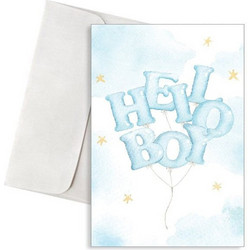 Ευχετήρια Κάρτα Γέννησης Αγοριού - Balloon Letters Hello Boy