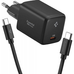 Spigen Φορτιστής EE451EU-GAN με Θύρα USB-C και Καλώδιο USB-C - USB-C 45W Power Delivery Μαύρος