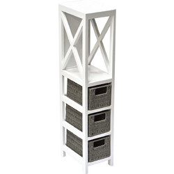 Έπιπλο MDF Με 1 Ράφι & 3 Συρτάρια Γκρι-Λευκό 17x24x82cm MRShome 1295000 - sealskin - sl-DS-1295000