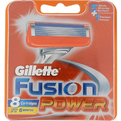 Gillette Fusion 5 Power Ανταλλακτικά Ξυραφάκια με 5 Λεπίδες & Λιπαντική Ταινία 8τμχ
