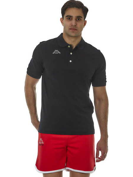 Ανδρική βαμβακερή κοντομάνικη μπλούζα polo KAPPA LIFE 302S1U0-A57 1156500010-27 - Μαύρο/Λευκό