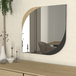 Καθρέπτης τοίχου Lava Μegapap χρώμα rota oak - ανθρακί 70x2,2x70εκ