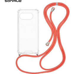 Sonique Armor Clear Θήκη Σιλικόνης με Κορδόνι Κοραλλί (Google Pixel 9a 5G)