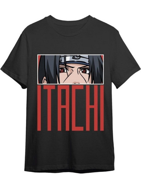 Naruto Shippuden T-Shirt Itachi Eyes Black Size S