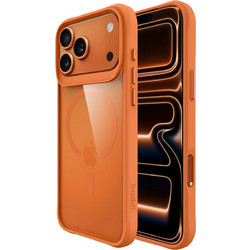 Θήκη iPhone 17 Pro Buddi Hybrid Σκληρή Διάφανη με MagSafe - Transparent / Matched Orange (8719246544385)