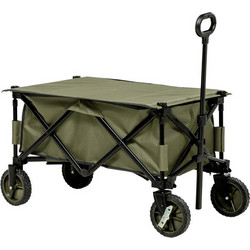 Outsunny 125L Πτυσσόμενο καρότσι κήπου με χερούλι και 5 τσάντες, 108x55x93 cm, πράσινο 845-853V00GN
